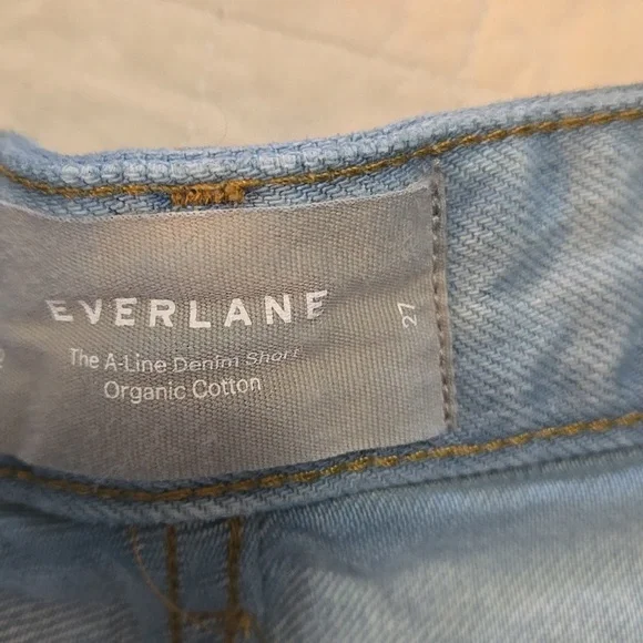 Everlane A Line Shorts Womens 27 Waist High Waisted Cotton Light Wash - Picture 5 of 10